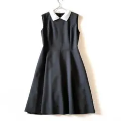 極美品✨定価14万　FOXEY　白襟ワンピース　Aライン　フレア　グレー　40