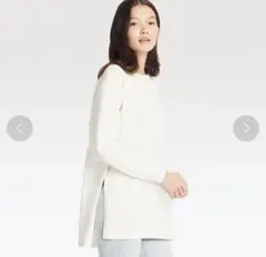 UNIQLOユニクロ　オーバーサイズスリットチュニック　長袖ニット　ネイビー
