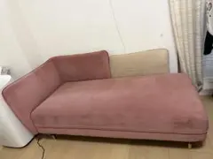 ベロア調 カウチソファ ピンクのサムネイル