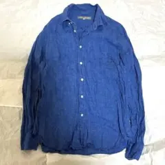 UNITED ARROWS リネン100% 長袖シャツ ブルー M メンズ