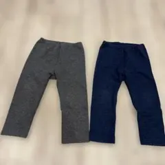 ユニクロ レギンス フリース グレー ネイビー 90