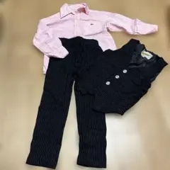 LACOSTEピンクシャツとスベストスーツセット　100センチ　入園式　結婚式