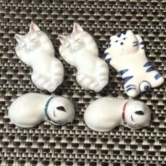 有田焼　陶器製　猫デザイン　箸置き5個セット ※他まとめ買い可能