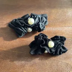 ☆ランバンオンブルー ☆パール付きシャーリングブローチ大小　2点セット②☆