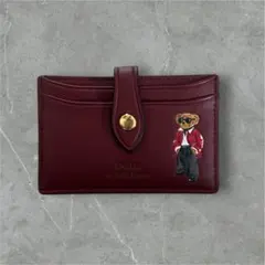 ポロベア刺繍 バーガンディカードケース