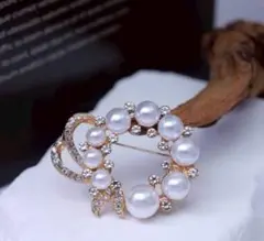 卒園入学 卒業セレモニー リボンブローチパール ゴールド ラスト1点