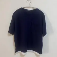COMME CA ISM ネイビー 半袖Tシャツ