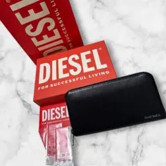 ✨未使用級✨　DIESEL 長財布　ラウンドファスナー　ロゴ　ブラック　レザー
