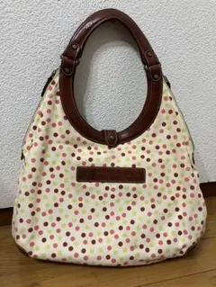 最終値下げ！！フェリージ 9332 レザー使いドット柄 キャンバスサークルバッグのサムネイル