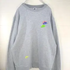 ナイキ　スウェット　3連刺繍ロゴ　スウッシュ　グレー　Lサイズ