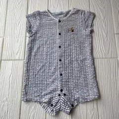 ファミリア現行品　夏服　袖付ボーダー半袖ロンパース　７０