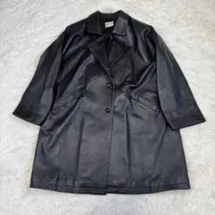 regna ヴィンテージ レザーロングコート 羊革 ブラック ダブル