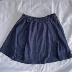 ネイビー 花柄ジャガード フレアスカート ひざ丈