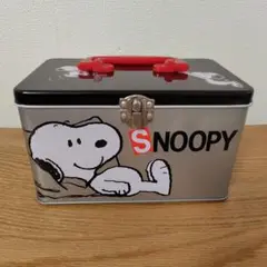 スヌーピー 　レトロ　缶ケース　缶バッグ　シルバー×ブラック