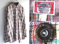 希少 90sビンテージ Budweiser バドワイザー チェックシャツ