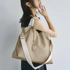 【美品】TOPKAPI ストライプハンドル ナイロン2way ベージュ