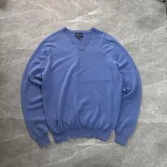 カシミヤ100 CLUB ROOM Vネックニット L ライトブルー 2ply