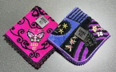 アナスイ　ハンドタオル　ハンカチ　刺繍　蝶　レース　ピンク　パープル　新品未使用