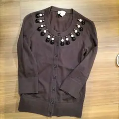 kate spade ビーズ付きブラウンカーディガン XS