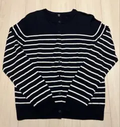 ユニクロ UVカットボーダークルーネックカーディガン XL