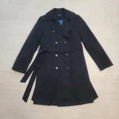 【美品】コムサイズム　レディーストレンチコート 黒　ライナー取り外し可　Lサイズ