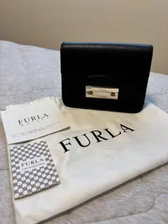 美品！　フルラ　メトロポリス　チェーン　ショルダーバック　ブラック　保存袋