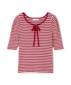 NATURAL BEAUTY BASIC ボーダーリボンカットソー