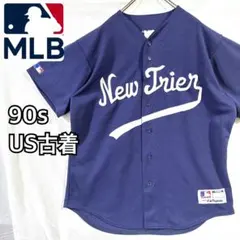 90s US古着　MLB マジェスティックベースボールシャツ　L〜LL 紺
