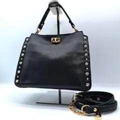 極美品★DIANA ダイアナ ショルダーバッグ ２way スタッズ 黒 ブラック