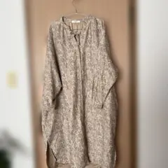 Samansa Mos2 花柄 シャツワンピース ベージュ