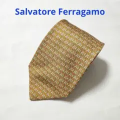 【*プ様 【125】フェラガモ シルク ネクタイ オレンジ 大剣9㎝