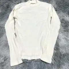 【UNIQLO】/リブハイネックT/ユニクロ/トップス/白/ベージュ/古着