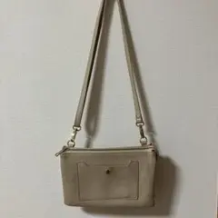ベージュ ジッパー付きショルダーバッグ