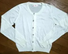 ホワイト　ビジューボタン　カーディガン