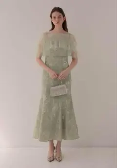 新品　LEJA チュールフリルボレロペイントマーメイドドレス