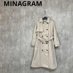 新品【MINAGRAM】　ガンフラップロングコート　ウールブレンド　Fのサムネイル