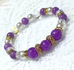 2ラベンダーアメジスト　ライトパープルシャルコデニールパワーストーンブレスレット