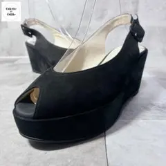 platform backstrap sandals suede Blackのサムネイル