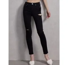 GYDA SIDE RIPPED カラースキニーパンツ ブラック