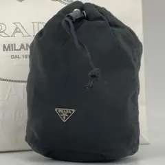 プラダ テスートナイロン 巾着バック ハンドバッグ ポシェット ポーチ 黒系