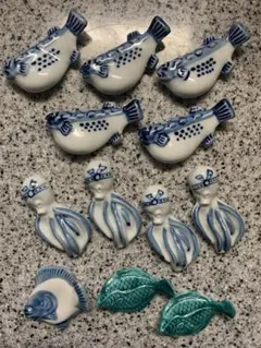 陶器製魚とタコの箸置き12個セット