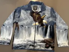 【希少】ATLAS FOR MEN 鷲と滝の総柄フリース ゆるだぼ XL 激レア
