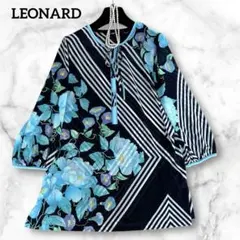 美品✨LEONARD シアーチュニックブラウス レースアップ 40 花柄