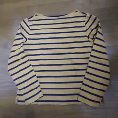 ユニクロ ボーダーボートネックT Sサイズ ブラウン