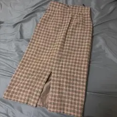 archivesオレンジブラウン系チェック柄タイトスカート