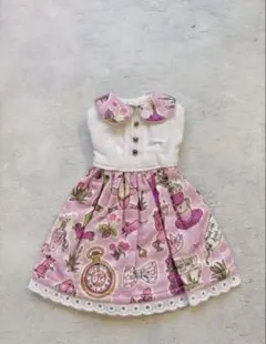 ネオブライス　リカちゃん　アウトフィット　作家様　アリス柄　ピンク　ノースリーブ