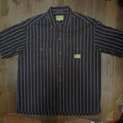 スミスSMITH'S古着屋購入 半袖ストライプ柄ワークシャツ焦茶sizeM中古品のサムネイル