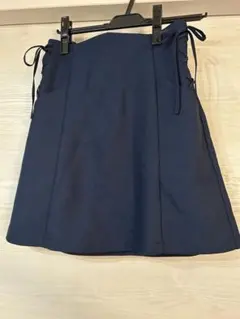 マジェスティックレゴン♡ネイビーひざ丈スカート ウエストゴム　サイドリボン