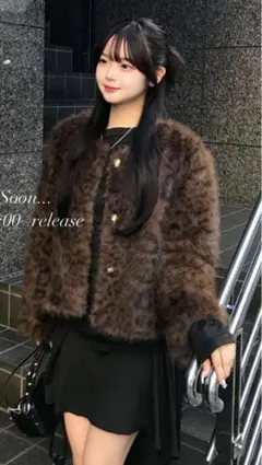 emmy レオパード柄ファーコート