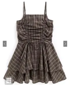 GRL チェック柄ドロストリボンミニワンピース[dk1357]